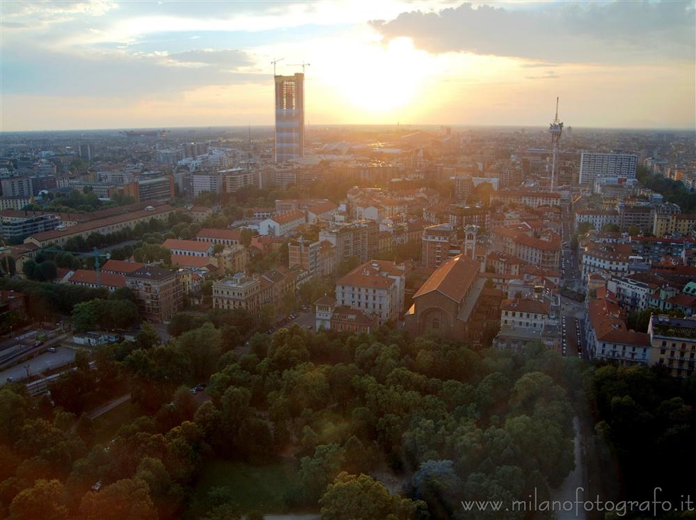 Milan (Italy) - Sunset over Milan seen from the Branca Tower